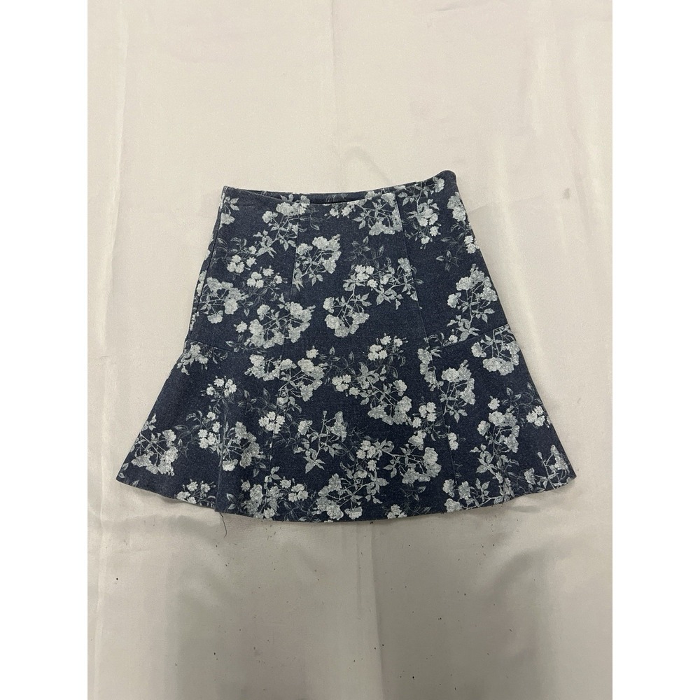 Banana Republic Floral Jacquard Fit-and-Flare Mini Skirt Blue White Size 0